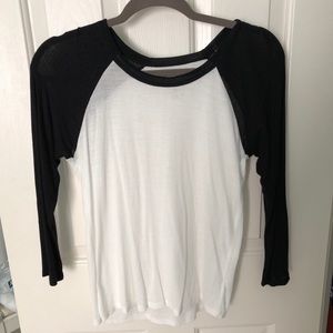 Black and white baseball tee